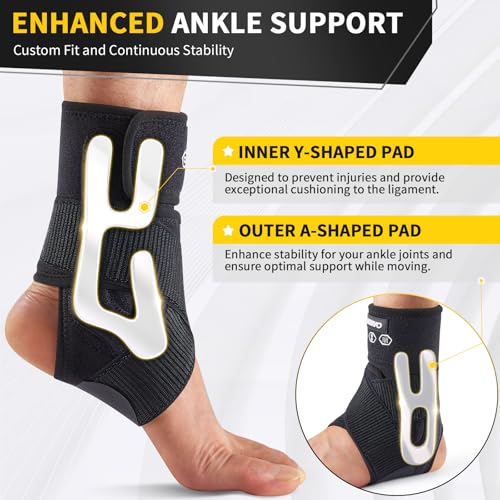 CAMBIVO Ankle Brace for Women & Men, Compression Ankle Support for Sprain & Strain, Achilles Tendonitis, Plantar Fasciitis & Recovery, Ankle Sleeve for Running, Basketball, Football, Daily Use