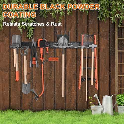 Garage Storage Organization Wall Mount Garden Tool Organizer 32 Inch, 330lbs Adjustable Heavy Duty Metal Hooks, Garage Storage System for Tools, Bikes & Sports Gear Father's Day Gift
