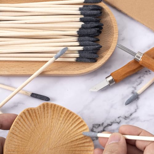 ANCIRS 20 Pcs Sanding Sticks, 5.5in Double End Matchsticks Sanding Twigs, 150/280 Grit Fine Detailing Polishing Stick, Flexible Sanding Tools for Plastic Models, Tight Spaces (Black&Gray)