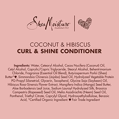 SheaMoisture Curl and Shine Conditioner For Thick, Curly Hair Coconut and Hibiscus Sulfate Free, 13 Fl Oz (Pack of 2)