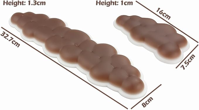 PU Gel Material Computer Keyboard Mouse Wrist Rest, Ergonomic Design, Relieving Typing Pain, Keyboard pad Supporting arm, Mouse pad Supporting Wrist, Anti-Skid PU Base, Office, Home, Games (Brown)