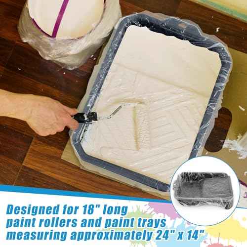 10 Pcs Paint Tray Liners Disposable Paint Roller Tray Liners Paint Pan Liners Paint Roller Tray Sets (18 Inch)