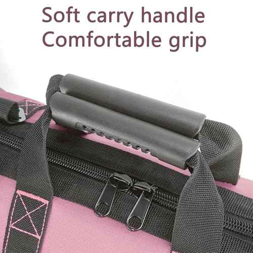 Women Heavy Duty Tool Bag Storage Organizer for Tools,16 x 7.5 x 10.5 inches,50 Pound Capacity, 600D Polyester Fabric (Pink)