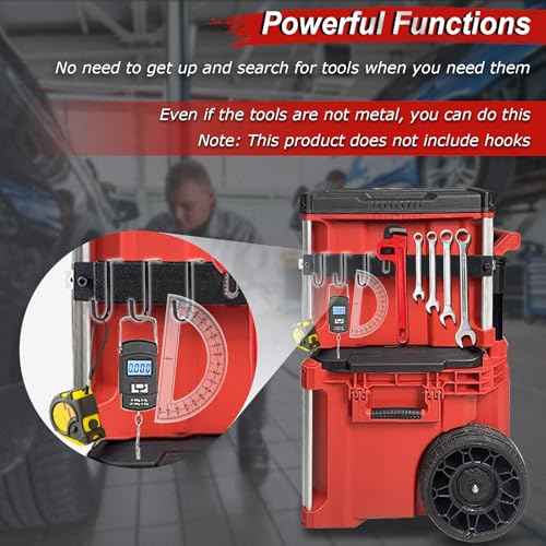 Powerful Magnetic Bar Mount for Packout Toolbox, Capacity Up to 50LBS, Compatible with Mil. waukee Packout Toolbox Side Aluminum Rails, Making Tools within Easy Reach