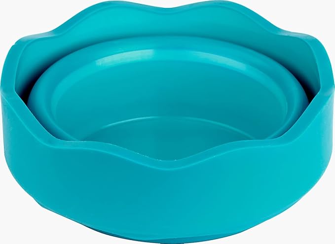 Faber-Castell Clic & Go Portable Paint Water Cup with Brush Holder, Turquoise - Collapsible Paint Brush Cleaner Rinse Cup, Travel Friendly Painting Accessories