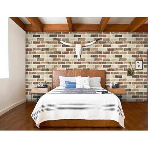 Timeet Brick Wallpaper Peel and Stick Wallpaper Faux Brick Wallpaper 3D Brick Wallpaper Brown Self Adhesive Removable Wallpaper for Wall Backsplash Seasonal Autumn Decor 17.5 "x 118.1"