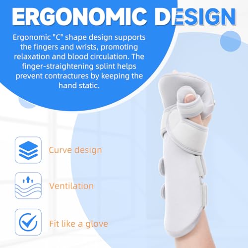 Fanwer Resting Hand Splint - Hand Brace for Stroke Patients, for Straightening Fingers-for Carpel Tunnel, Stroke Recovery, Arthritis, Tendinitis
