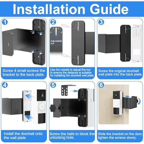 Anti-Theft Video Doorbell Mount Compatible with Tapo, Doorbell Camera Mount, No Drill Adjustable Mounting Bracket Holder Accessories for Apartment Rentals, Enhanced Protection Doorbell Mount Bracket