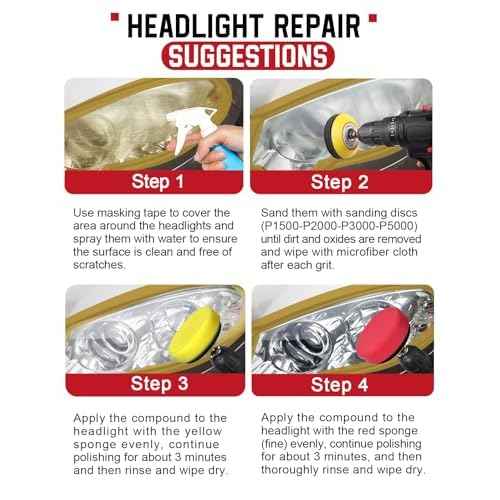 3 Inch Wet Dry Headlight Restoration Kit, Drill Sanding & Polishing Attachment with 800-5000 Grit Sandpaper Discs, 1/4 Shanks, Foam Pads, 3.3'' Face Buffing Polishing Pads, Masking Tape