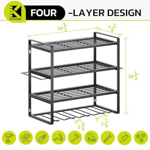 KAFAHOM Power Tool Organizer, Garage Tool Organizers and Storage,Drill Holder Wall Mount, Storage Rack for Cordless Drill, Heavy Duty Tool shelf with Screwdriver Holder/Pliers Holder/Hammer Holder