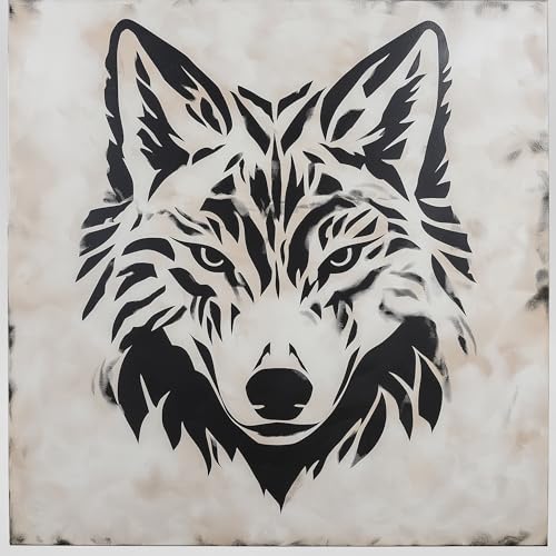 Wolf Head Stencil 8.5 x 11 Inch Reusable Plastic Template for Painting, Wall Art, Fabric, Scrapbooking and DIY Craft Projects