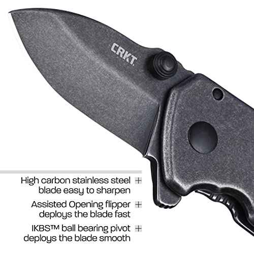 CRKT Squid Compact Everyday Carry Assisted Folding Knife with Frame Lock: Stainless Steel Plain Edge Blade, Stainless Steel Handle, Pocket Clip, 2485K