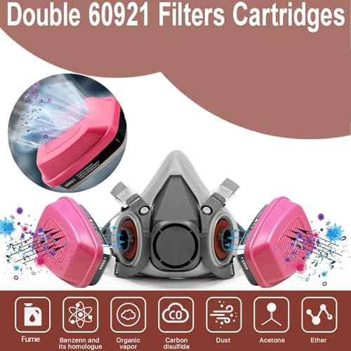 RANKSING Respirator Mask with Filters and Safety Glasses to Against Dust Gases while Painting Spraying