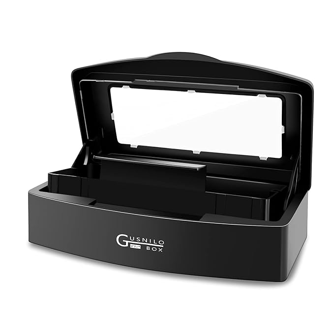 Gusnilo Nail Tool Sterilizer Box Plastic Disinfectant Container Disinfectant Tray for Nail Tools, Tweezers, Hair Salon, Spa and Trimmer Manicure Equipment (Black)