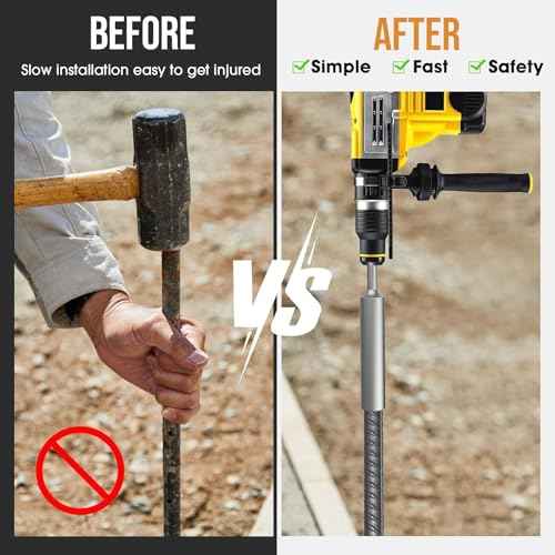 Ground Rod Driver for Hex Shank, Rotary Hammer Drill for Grounding Rod, Jack Hammer Bits Compatible with SDS-Hex Demolition, 1-3/16" Hex Shank