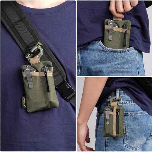 VIPERADE VE29 EDC Pouch Organizer With 3 Slots and Zipper Pocket for Everyday Carry Gears (Green/Tan)