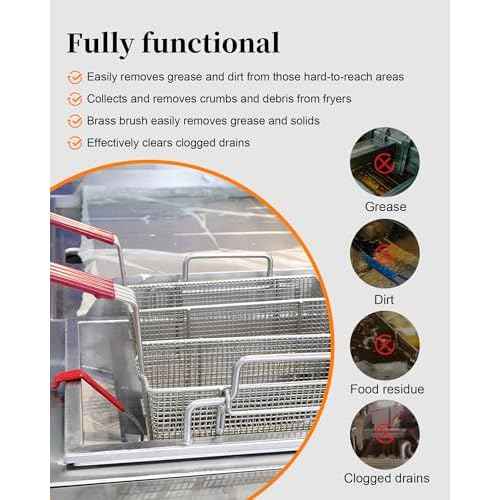 4-in-1 Fryer Cleaning Tools, L Shaped Fryer Cleaning Brush, Deep Fryer Crumb Scoop, Long Handle Deep Fryer Basket Cleaning Brush, Deep Fryer Cleanout Rod, Applies to Commercial Kitchen, Fryer, Drain