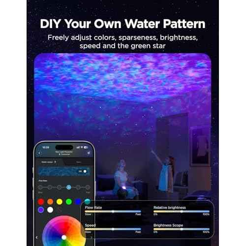 Govee Star Projector Light, Ocean Wave Projector Light with Dynamic Ripple Effects, Works with Matter, 40+ Scene Modes, 18 White Noise Options, LED Night Light for Bedroom (No Power Adapter)