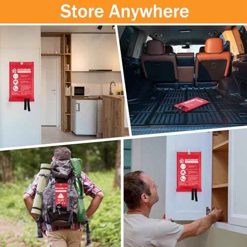 Mondoshop Fire Blanket for Home Kitchen Emergency - Fire Suppression Blankets Fireproof Blanket Fire Retardant Blankets for Car, Fireplace, Camping, Picnic, Grill