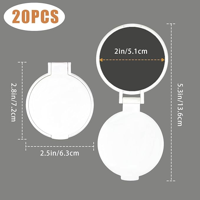 Tenalleys Mini Round Folding Mirror Portable Pocket Mirror Makeup Mirror for Purse Travel Makeup Mirror for Women Girls Daily Use (20 Pcs White)