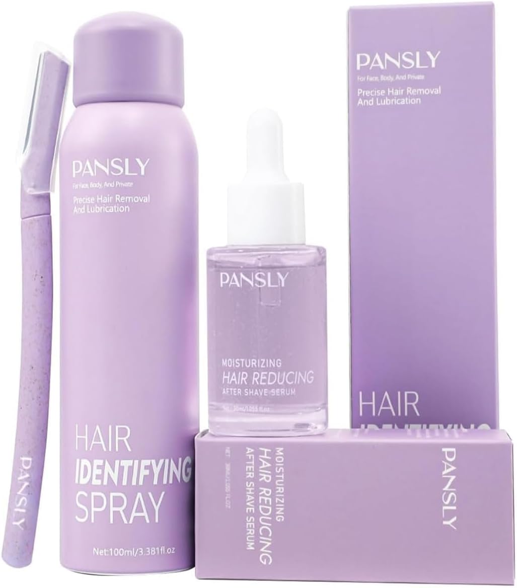 Hair Identifying Spray Kit,Hair Identifier (100mL) for Face Shaving with After Shave Serum(30mL) Kit,Moisturizing&Smoothing skin &Hair Reducing Skin Care Dermaplaner Spray Set for Women Men