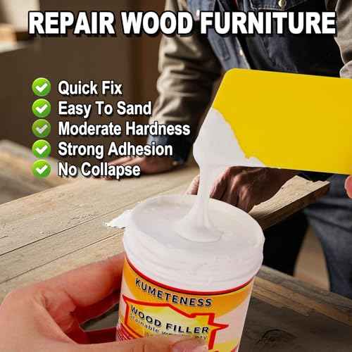9.87 oz White Wood Filler Stainable and Paintable,Wood Repair Kit for Quickly Repair Any Breaks,Cracks, Chips and Defects in Wooden Furniture,Easy to Use and Sand