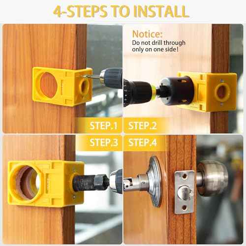 RKK Door Lock Installation Kit - Deadbolt & Door Knob Hole Saw Kit - Yellow