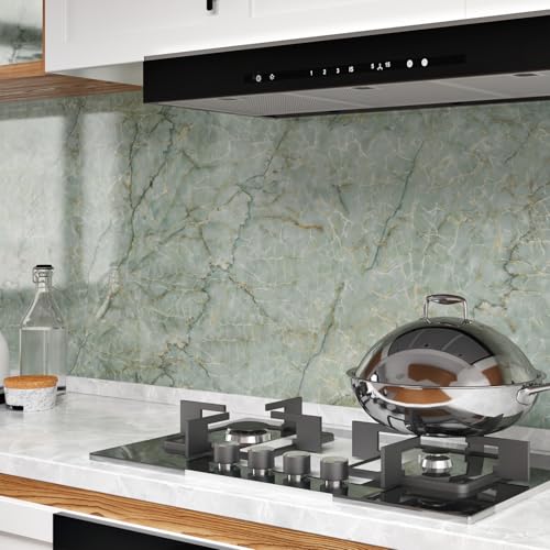 Green Marble Contact Paper Peel and Stick Countertops 15.7"¡¿78.7" Gold Green Marble Wallpaper Removable Countertop Contact Paper Waterproof for Kitchen Backsplash Cabinets Table Wall Vinyl