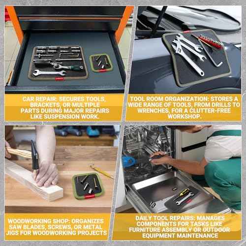 Magnetic Tool Organizer, Mechanic's Magnetic Tray, Screw Mat & Garage Accessory 4 PCS