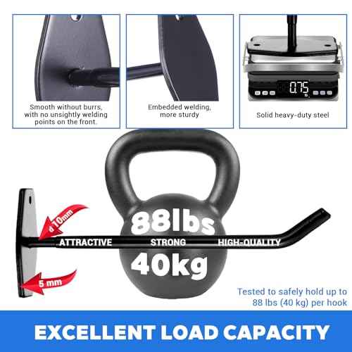 4-Pack Tire Rack Wall Mount, Heavy Duty Hooks for Storage - Garage Storage Hooks Wall Mount for Ladders, Tools & Bulk Items (88 lbs Capacity, 10"x 3.5" Black Iron)