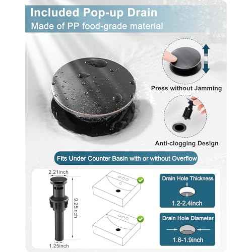 Waterfall Bathroom Faucet Oil Rubbed Bronze, Brass 4 Ins Bathroom Faucets One Hole or 3 Hole, Single Handle with Deck Plate, Pop-up Drain & Water Hose