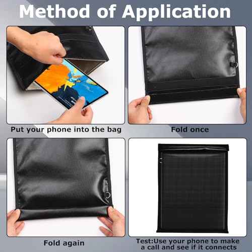 5 Pack Faraday Bags for Phones,RFID Key Fob Blocker Pounch Fireproof Waterproof EMP Proof Go Dark Bag for Cell Phone Block Signal and Anti-Tracking