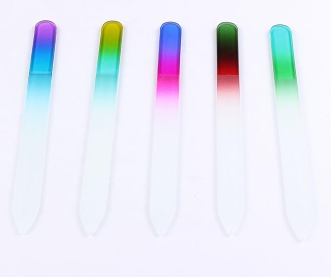 Finger Angel 5Pcs Double Sided Crystal Czech Glass Nail File Mix Colors Nail Buffer