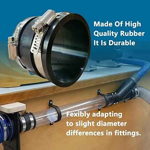 2-1/2 Inch Dust Control Flex Cuff 70148 Hose Connector Ports with 2 Clamps, Fits for 2-1/2 Inch Dust Collection Hose, Black
