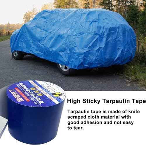 Tarpaulin Repair Tape, 3.15IN*16.4FT Blue Waterproof Tarp Repair Tape Patch, Heavy Duty RV Covers Tent Repair Tape for Truck Camper Travel Trailer Boat Covers