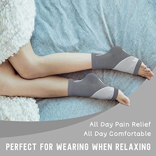Compression Socks for Women & Men Open Toe (3 Pairs), Ankle Brace Compression Sleeve with Neuropathy, Foot Compression sleeve for Swelling, Pain & Plantar Fasciitis Relief (Gray, M)