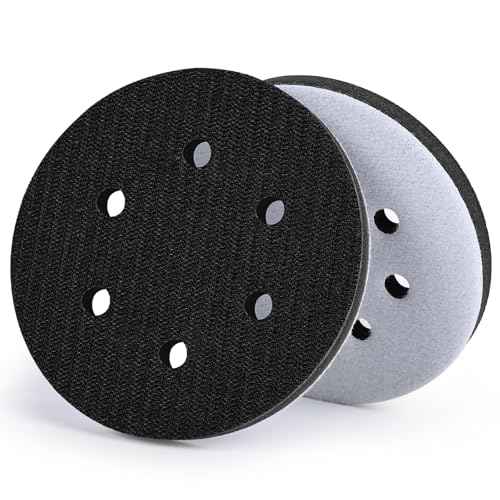 6 Inch 6 Holes Foam Sanding Pads 2 Pack Interface Pad Hook and Loop Sponge Cushion Buffer Backing Pad for Orbital Sander