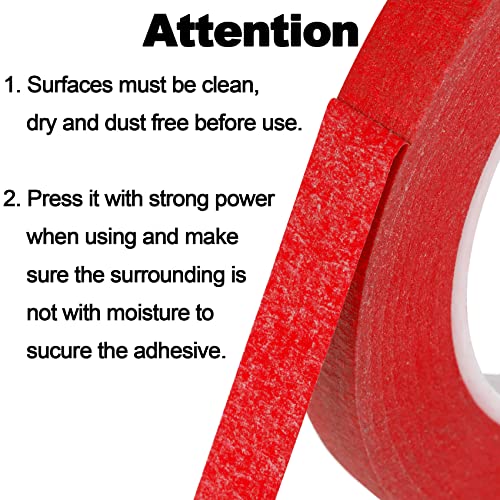 ANCIRS 3 Pack 1/4" inch by 60yard Painters Tape, Masking Tape with Thin Narrow Finishing & 14 Day Easy Removal Trim Edge (Red 1/4inch Wide)