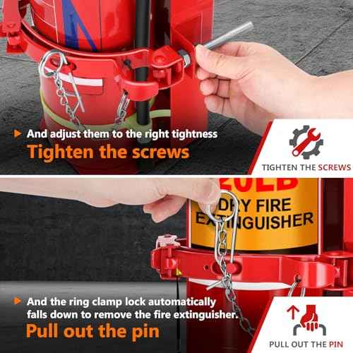 Heavy Duty Vehicle Bracket,Fire Extinguisher Brackets&Mounts-St12 Steel Red, Fit 20lb Dry/10lb Co2 Extinguisher-for School,Garage,Vehicle,Boat,Truck Generic Replacement for 810 by amerex