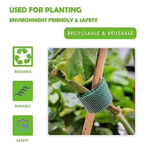 Green Garden Ties|Plant Ties for Climbing Plants 100 feet x1/2¡®¡¯in 3 Rolls|Plant Supports for Effective Growing Strong |Green-Recycled Plastic Garden Twine & Twist Ties for Tomato Stakes