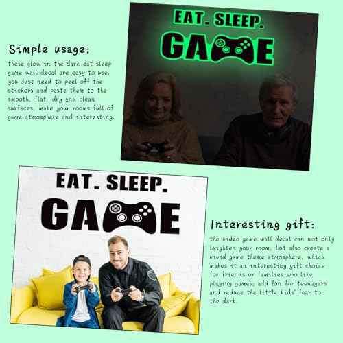 Eat Sleep Game Wall Decal Gamer Boy Wall Stickers Video Game Decor Gaming Controller Decals for Boys Room Kids Bedroom Home Playroom Decor(23.6 x 10 Inch,Classic Style)