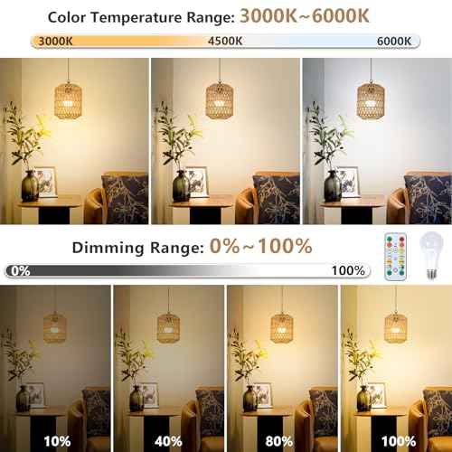 HMVPL Battery Operated Chandelier, Rattan Battery Operated Pendant Light with Remote, Boho Outdoor Chandelier for Gazebo, Wireless Gazebo Light, Outdoor Hanging Lamp for Patio Pergola Indoor(2 Pack)