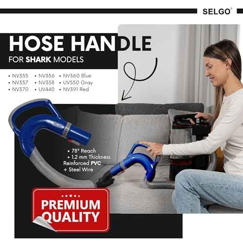Upgraded Replacement Hose Handle - Premium Quality Shark OEM Vacuum Cleaner Hose Handle - Shark Navigator Rotator Lift-Away Upright for NV360 Series (Blue)