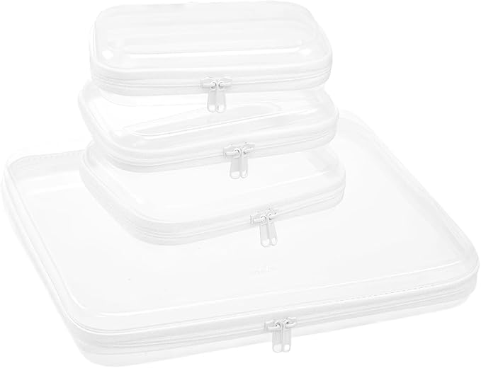 Clear Hard Shell Zipper Pouches, Clear Zipper Bags, Hard Case Pouches for Purse & Diaper Bag Organizer,and Travel Essentials (XL+3M-)