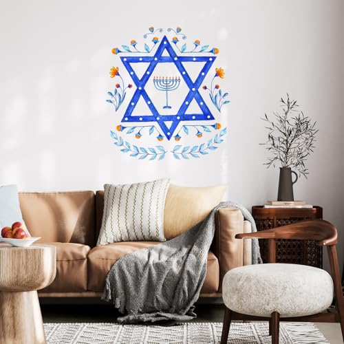Hanukkah Decorations, Hanukkah Wall Decals, Removable Star of David Wall Stickers,Chanukah Peel and Stick Wall Art for Jewish Holiday Decor