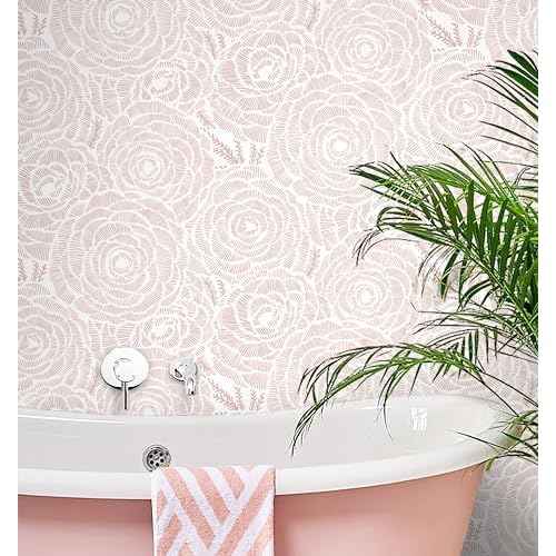 CiCiwind Pink Wallpaper Floral Peel and Stick Wallpaper Modern Flower Contact Paper for Bathroom Bedroom Boho Removable Self Adhesive Wall Paper for Kitchen Cabinets Drawer Shelf 78.7" ¡¿ 16"