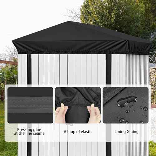 6x4 Ft Durable Slooping Roof Shelter Cover Pressure Rubberized Oxford Cloth, Sun, Dust, Rain and Leaf Resistant with 8 Silicone Protective Corners (Black)