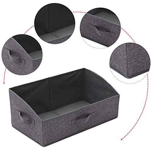 5 Pack Trapezoid Large Foldable Closet Storage Bins with Handle, Fabric Storage Organizer Cube Cloth Containers Linen Box Shelf Baskets for Clothes Clothing Shelves Wardrobe