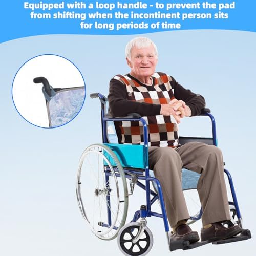 Waterproof Highly Absorbent Incontinence Wheelchair Pads for Elderly, Washable and Reusable wheelchair incontinence pads with Two Loop Handles 35" x 18" for Most Wheel Chair, Wheelchair Accessories