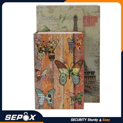 SEPOX¢ç 2Pc-Pack Wonderland Theme 8.5"x5"x2.2" Safe Book Lock Box, Steel Safe Box Combination Lock, Dorm-Safe & Versatile, Real Paper Cover, Sturdy Steel Interior, Storage for Cash & Valuables